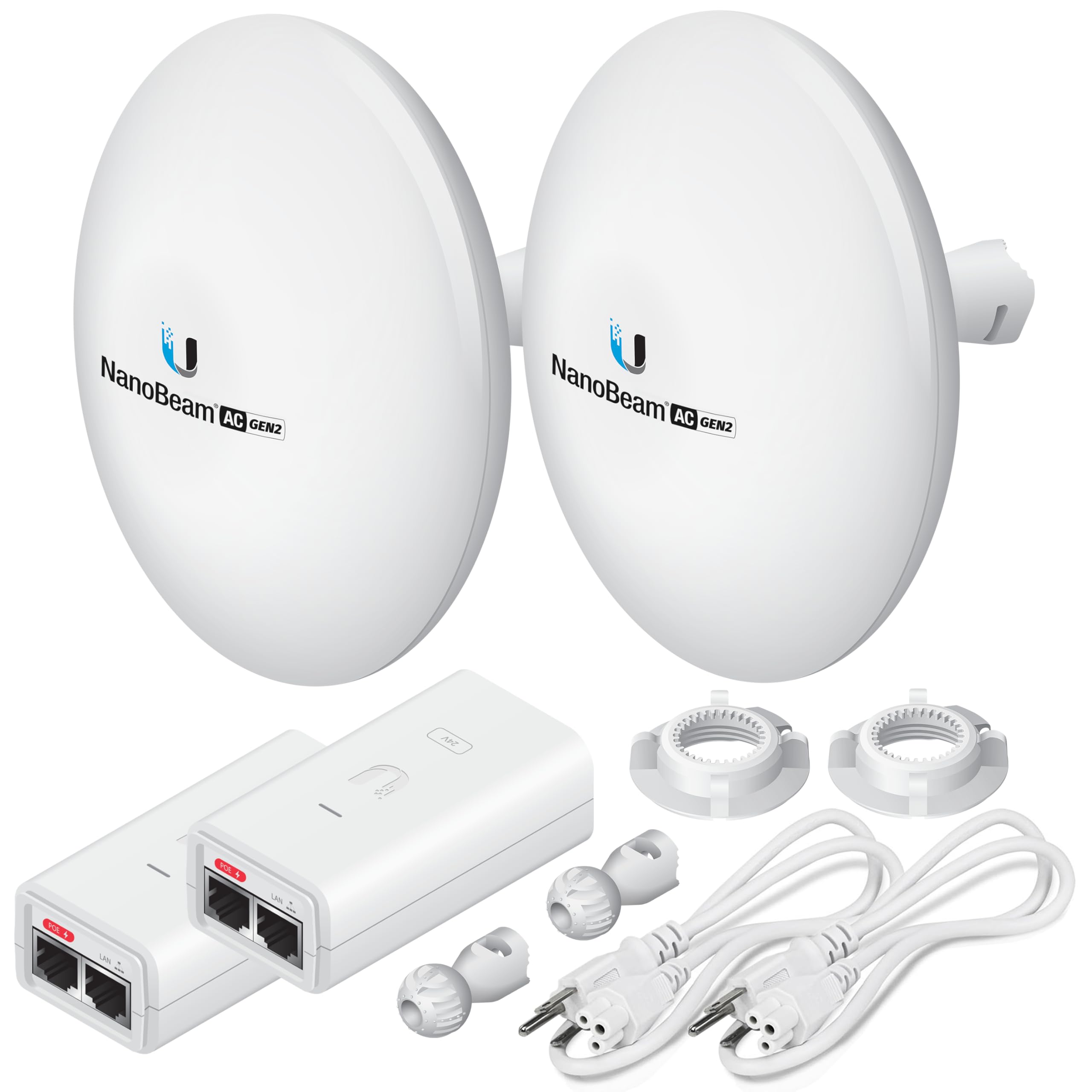 Wireless Bridge NBE-5AC-GEN2 PRE-CONFIGURED Bundle of 2 Ubiquiti NanoBeam 5AC GEN2